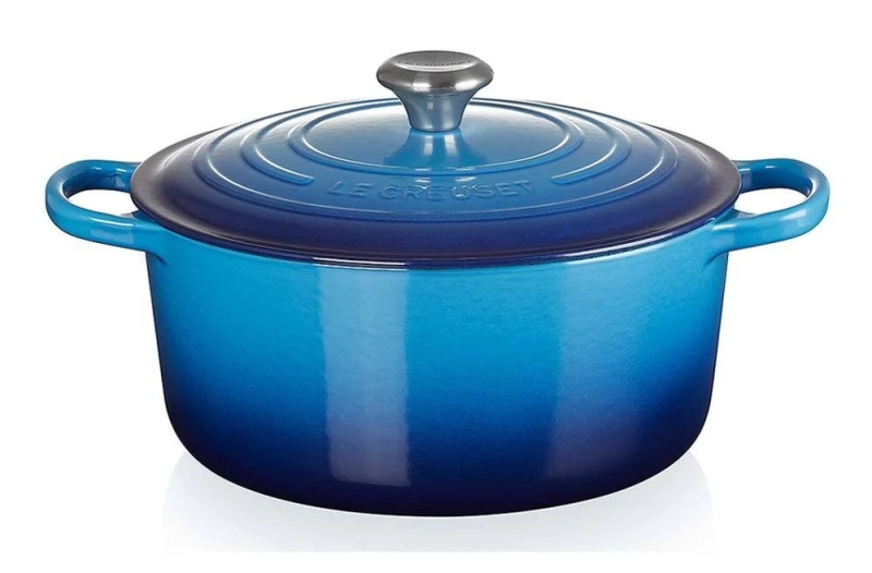 Le Creuset Bräter Signature Rund Gusseisen Azure Blau 20 cm