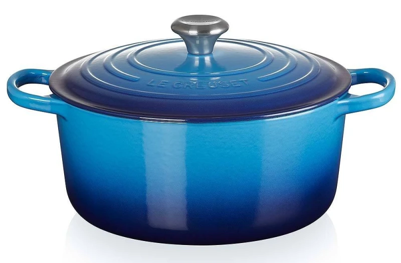 Le Creuset Bräter Signature Rund Gusseisen Azure Blau 28 cm