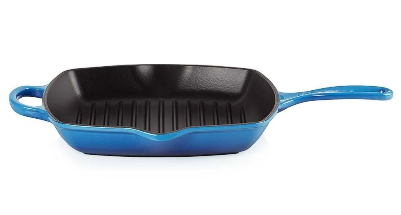 Le Creuset Grillpfanne Quadratisch Signature Gusseisen Azure Blau 26cm