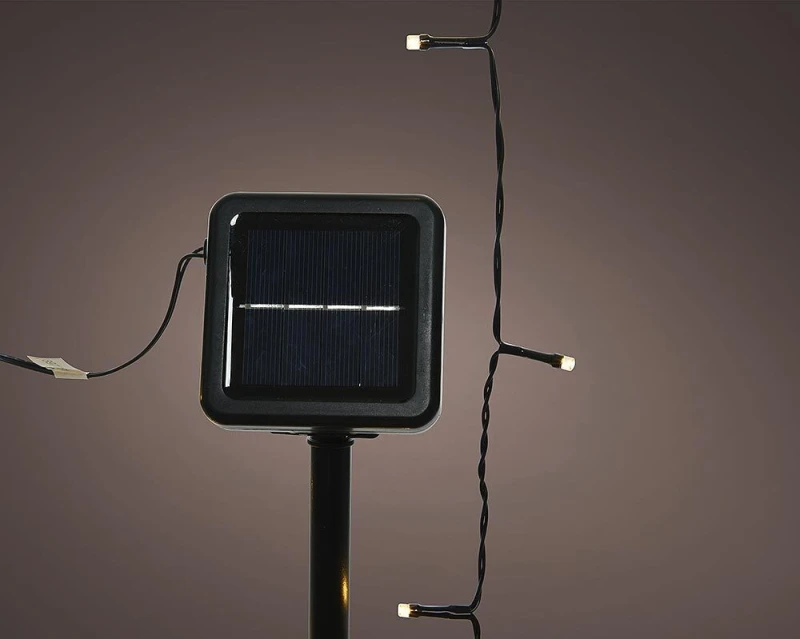 Solar Lichterkette Schwarz LED warmweiß 8 Modi Außenbereich Gartenbeleuchtung 100 LEDs - 9,9 m