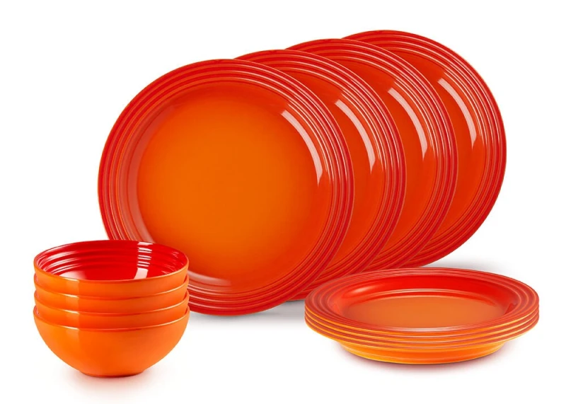 Le Creuset 12-teiliges Geschirrset Steinzeug Ofenrot