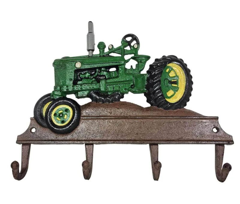 Wandgarderobe Trecker Grün Traktor Garderobe Vintage-Stil Gusseisen 4 Haken