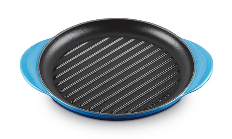 Le Creuset Grillplatte Rund Gusseisen Azure Blau 25cm
