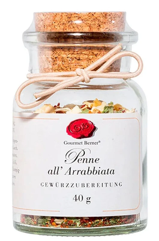 Gourmet Berner Penne all´ Arrabbiata Gewürzmischung im Korkenglas 40g