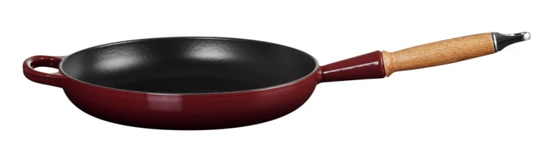 Le Creuset Bratpfanne mit Holzgriff Signature Gusseisen Garnet (Rhone) Bord 28cm