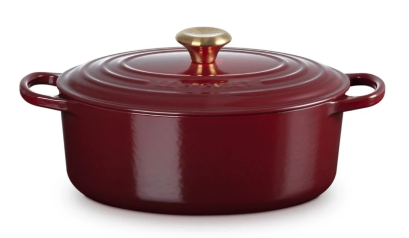 Le Creuset Bräter Signature Oval Gusseisen Garnet (Rhone) Bordeaux-Rot 29 cm