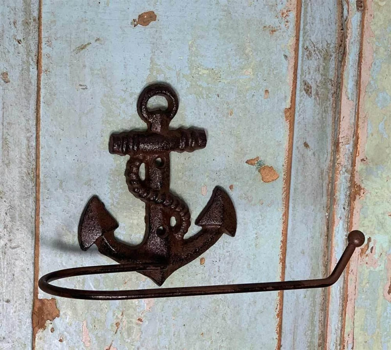 Toilettenpapierhalter Anker Gusseisen WC-Papierhalter Maritim Antik-Stil Braun