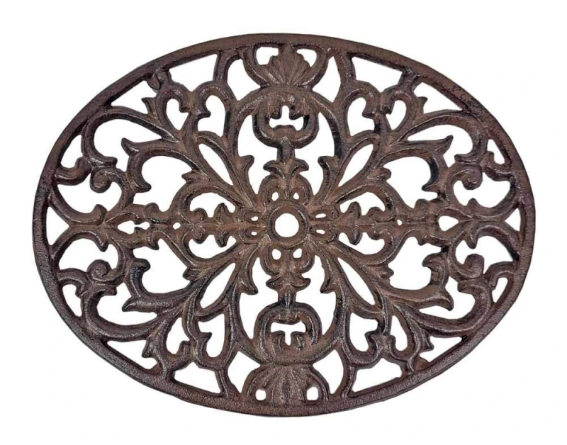 Topfuntersetzer Oval Untersetzer Vintage Gusseisen Braun Antik-Stil 24cm