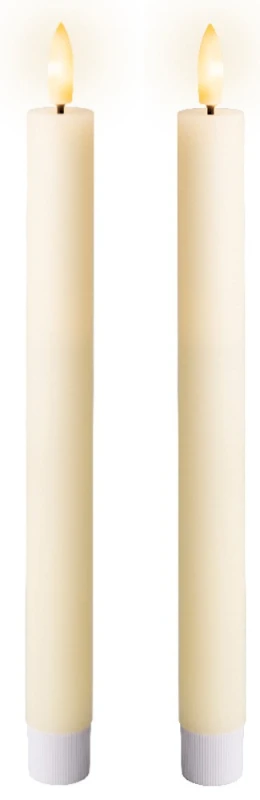 LED Stabkerze Echtwachs Elfenbein 2 Stück Warmweiß flackernd Timer Batterie