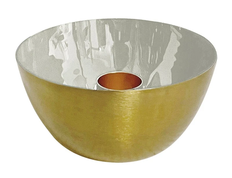 Kerzenhalter Metall Gold Creme Kerzenleuchter Kerzenschale Kerzenständer Ø 10cm