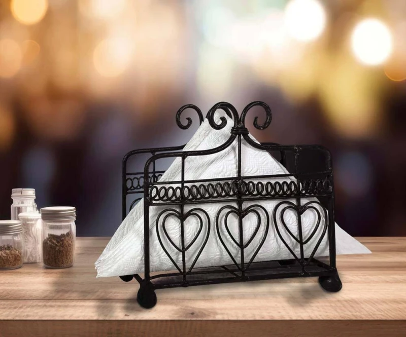 Serviettenhalter Eisen Schwarz Landhaus Serviettenständer Vintage-Stil 14x17cm