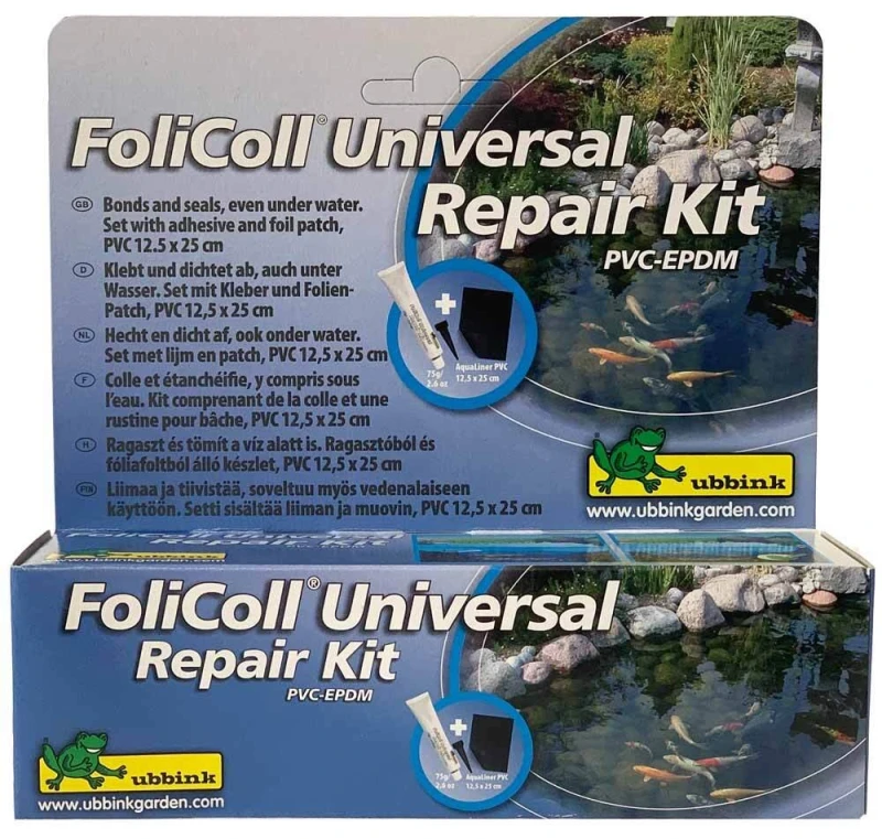 Ubbink FoliColl Kleber für Teichfolie PVC Reparaturset mit Flicken und Kleber.