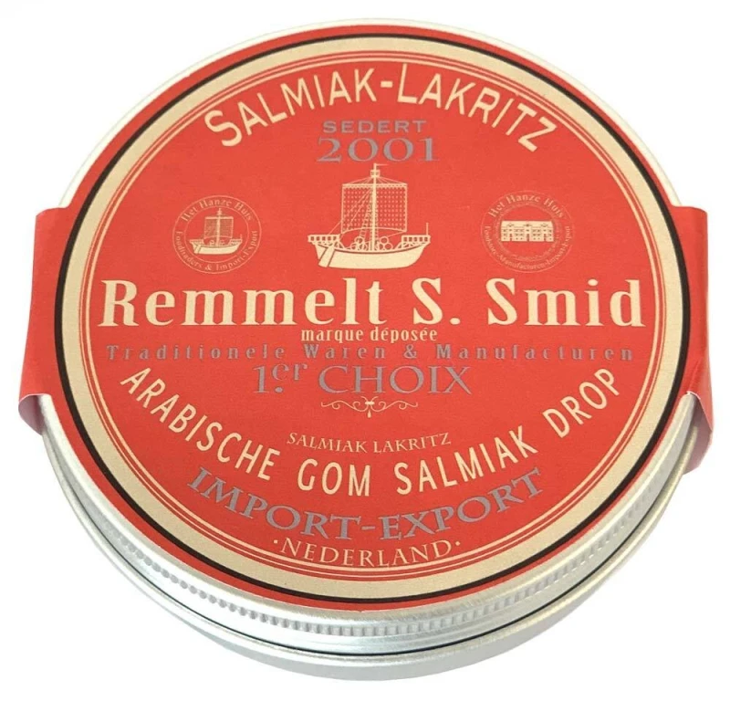 Remmelt S. Smid Salmiak Lakritz Gummi Arabicum Pastillen Metalldose 75 g