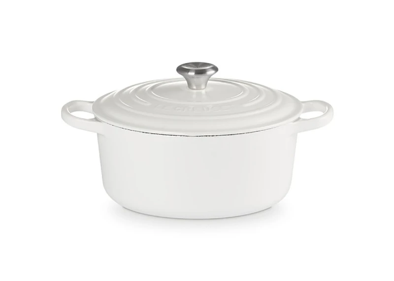 Le Creuset Bräter Signature Rund Gusseisen Weiß 22 cm