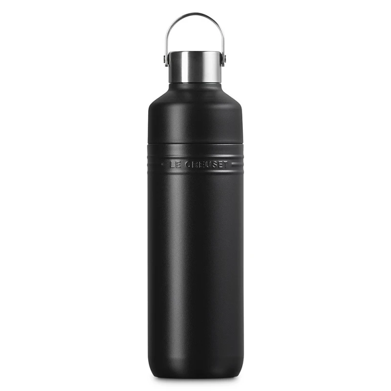 Le Creuset Trinkflasche On The Go Edelstahl Isolierflasche Schwarz Matt 500 ml