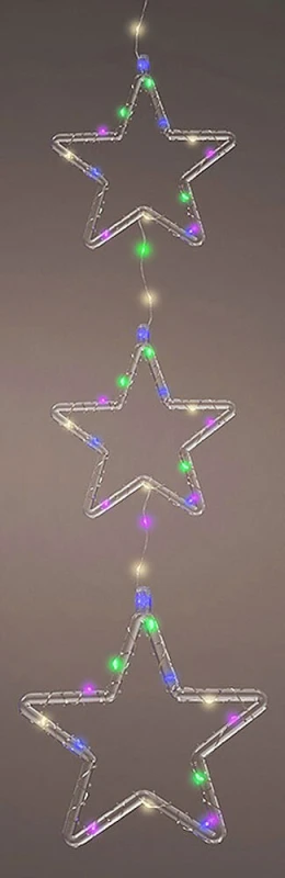 LED Sterne Bunt Fensterdeko Innen und Außen Weihnachtsdeko Batterie Timer 63 cm