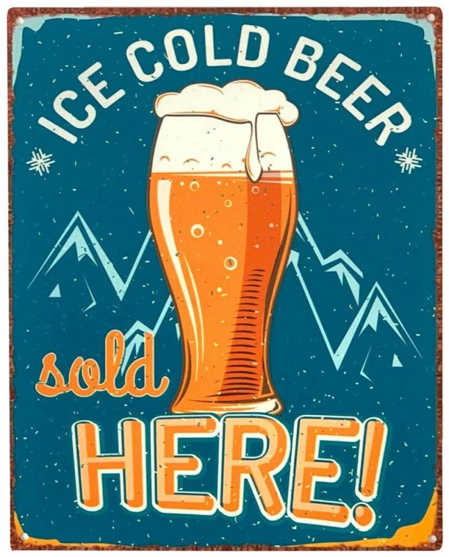 Retro Blechschild ICE COLD BEER 20x25 cm Nostalgie Metallschild Vintage-Stil