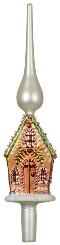 Weihnachtsbaumspitze Buntes Lebkuchenhaus Streusel Glas Christbaumspitze 31cm
