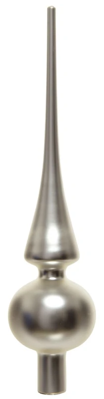 Christbaumspitze Silber Grau Matt aus Glas – Elegante Weihnachtsbaumspitze 26 cm