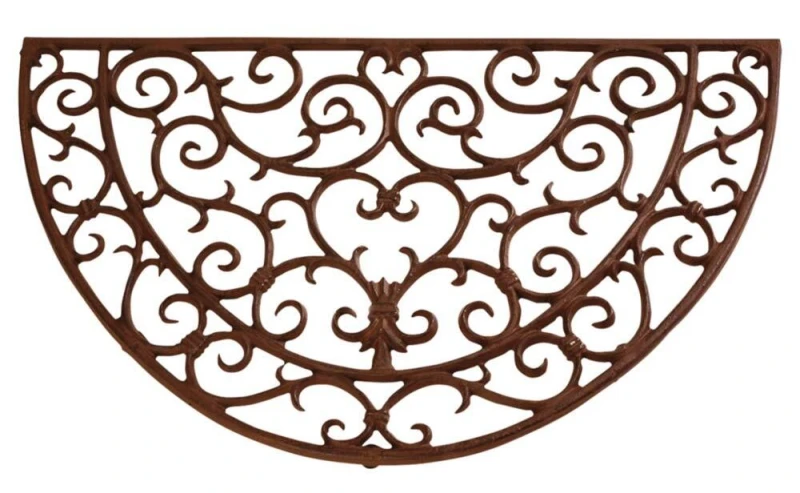 Fußabtreter Fußmatte Gusseisen Jugendstil Halbrund Antik-Braun 67x40cm