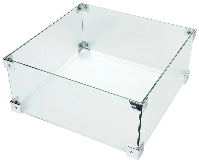 Happy Cocooning Glasschirm für Feuertisch groß rechteckig & quadratisch 56x56x26cm