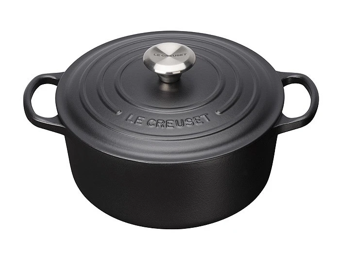 Le Creuset Bräter Signature Rund Gusseisen Schwarz 24cm