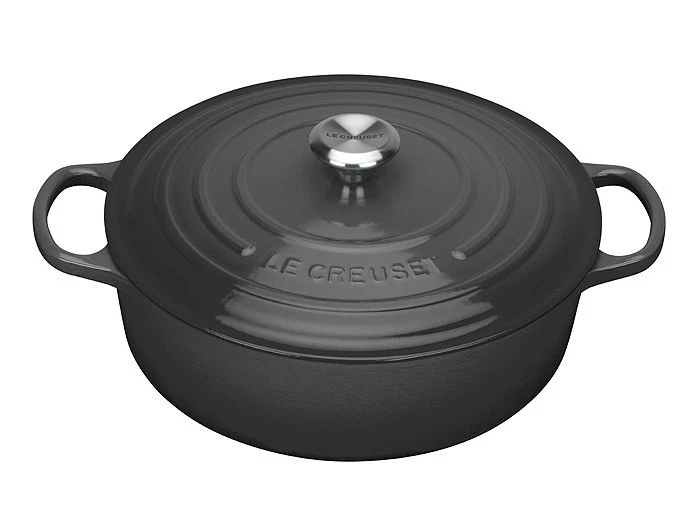 Le Creuset Gourmet-Bräter Signature Rund Gusseisen Schwarz 30cm