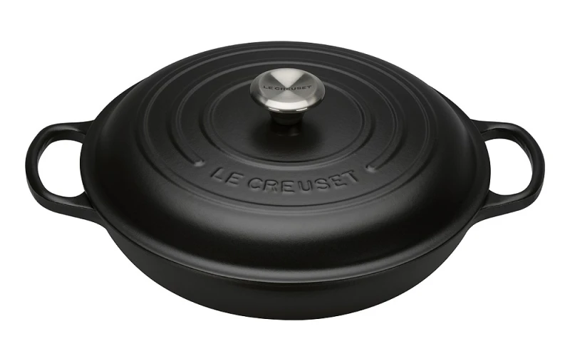 Le Creuset Gourmet-Profitopf Signature Gusseisen Schwarz Schwarze Innenemaille 30cm