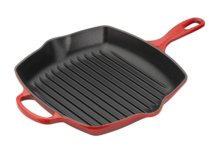 Le Creuset Grillpfanne Quadratisch Signature Gusseisen Kirschrot 26cm