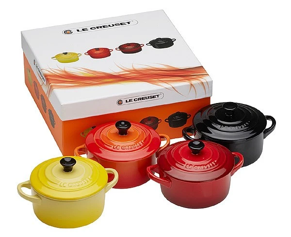 Le Creuset Mini Cocotte 4er-Set Feuer & Flamme Steinzeug 10x5cm