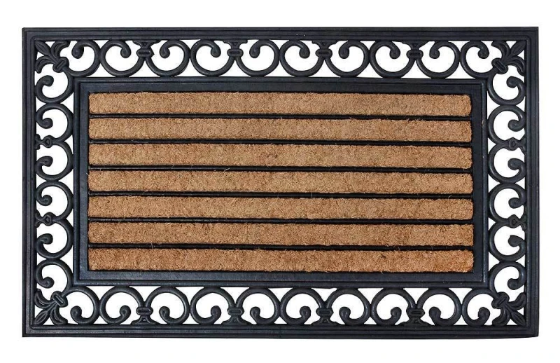 Nostalgische Fussmatte Streifen Fussabtreter Gummi / Kokos 45x75cm