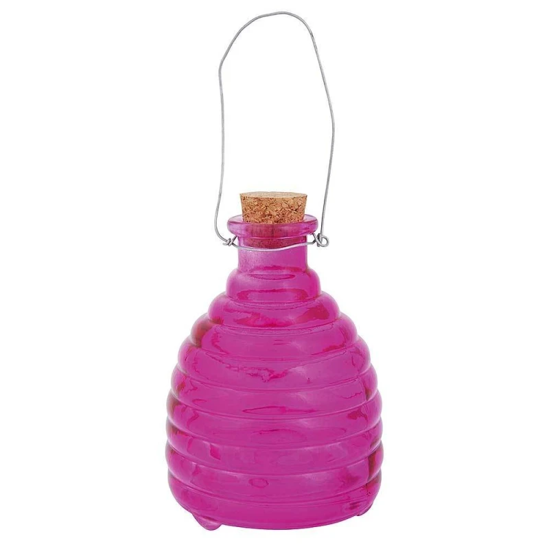 Wespenfalle Glas zum Aufhängen Insektenfalle Geriffelt Lila 13cm