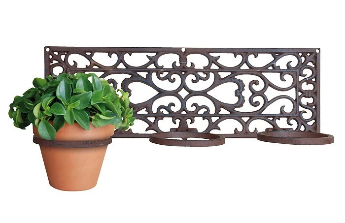 Blumentopfhalter 3er Gusseisen Antik-Braun Pflanzenhalter Wandtopfhalter