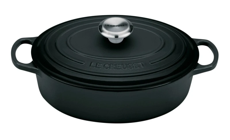 Le Creuset Gourmet-Bräter Signature Oval Guss Schwarz 27cm