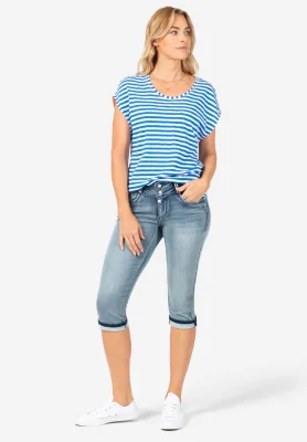 Timezone 3/4 Damenjeans Slim EnyaTZ aqua blue wash
