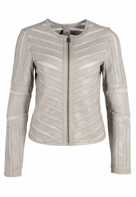 Gipsy Damen Lederjacke GGSuri in silver grey mit Mesh-Einsätzen
