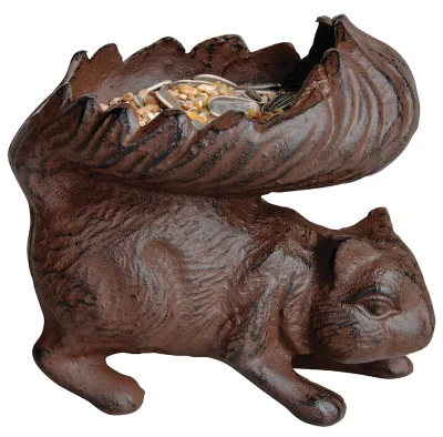 Futterschale für Vögel & Eichhörnchen Gusseisen Antik-Braun Futterstelle