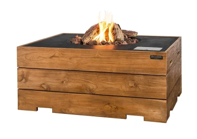 Happy Cocooning Feuertisch TEAK-Holz rechteckig schwarz 1070 x 800 mm