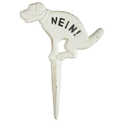 Verbotsschild Hundehaufen NEIN! Hundekot Hundeklo Gusseisen Weiß