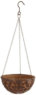 Rustikale Blumenschale Pflanzschale zum Aufhängen Gusseisen mit Kette Ø25cm