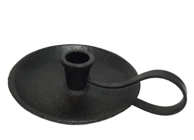 Kerzenhalter mit Henkel Gusseisen Rustikal Kerzenständer Ritter-Stil Schwarz