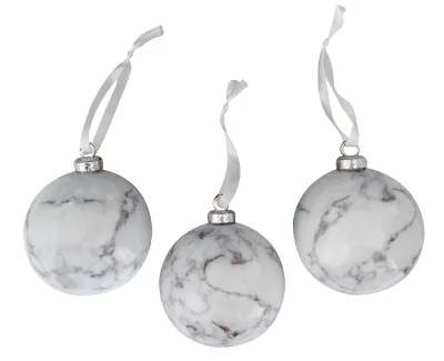 Christbaumkugeln Set Weiß Marmoriert Weihnachtskugeln Bruchfest