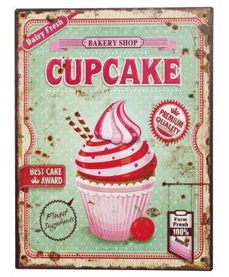 Nostalgie Blechschild CUPCAKES Bakery Shop Dekoschild Backen 33x25cm