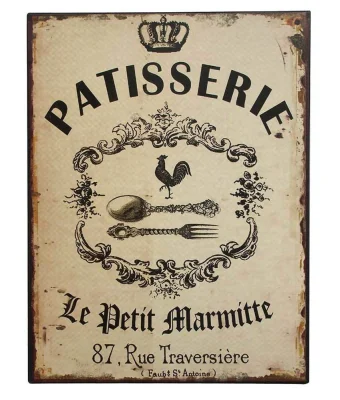 Nostalgie Dekoschild PATISSERIE Blechschild Antik-Stil 33x25cm