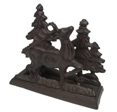 Serviettenhalter Rentier Tannenbäume Weihnachten Gusseisen Antik-Braun