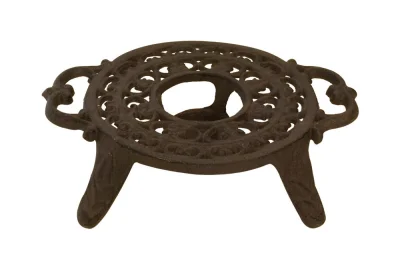 Rustikales Stövchen Rechaud Antik-Stil Gusseisen Braun Rund Ø17cm