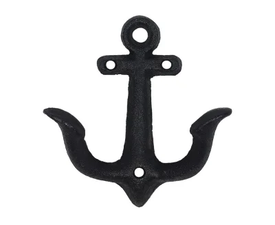 Garderobenhaken Anker Doppelhaken Maritim Gusseisen Schwarz Antik-Stil