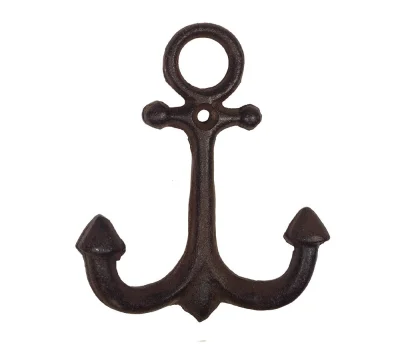 Garderobenhaken Anker Doppel-Haken Maritim Gusseisen Antik-Braun