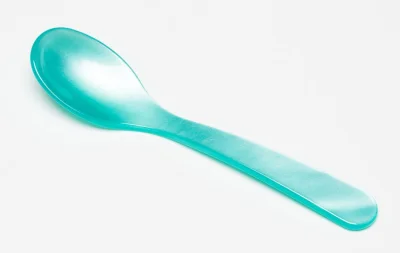 G.F. Heim Söhne Eierlöffel Acrylglas Perlmutt Optik Türkis