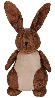 Türstopper Hase Groß Altlederoptik Türfeststeller Türhalter Braun Vintage